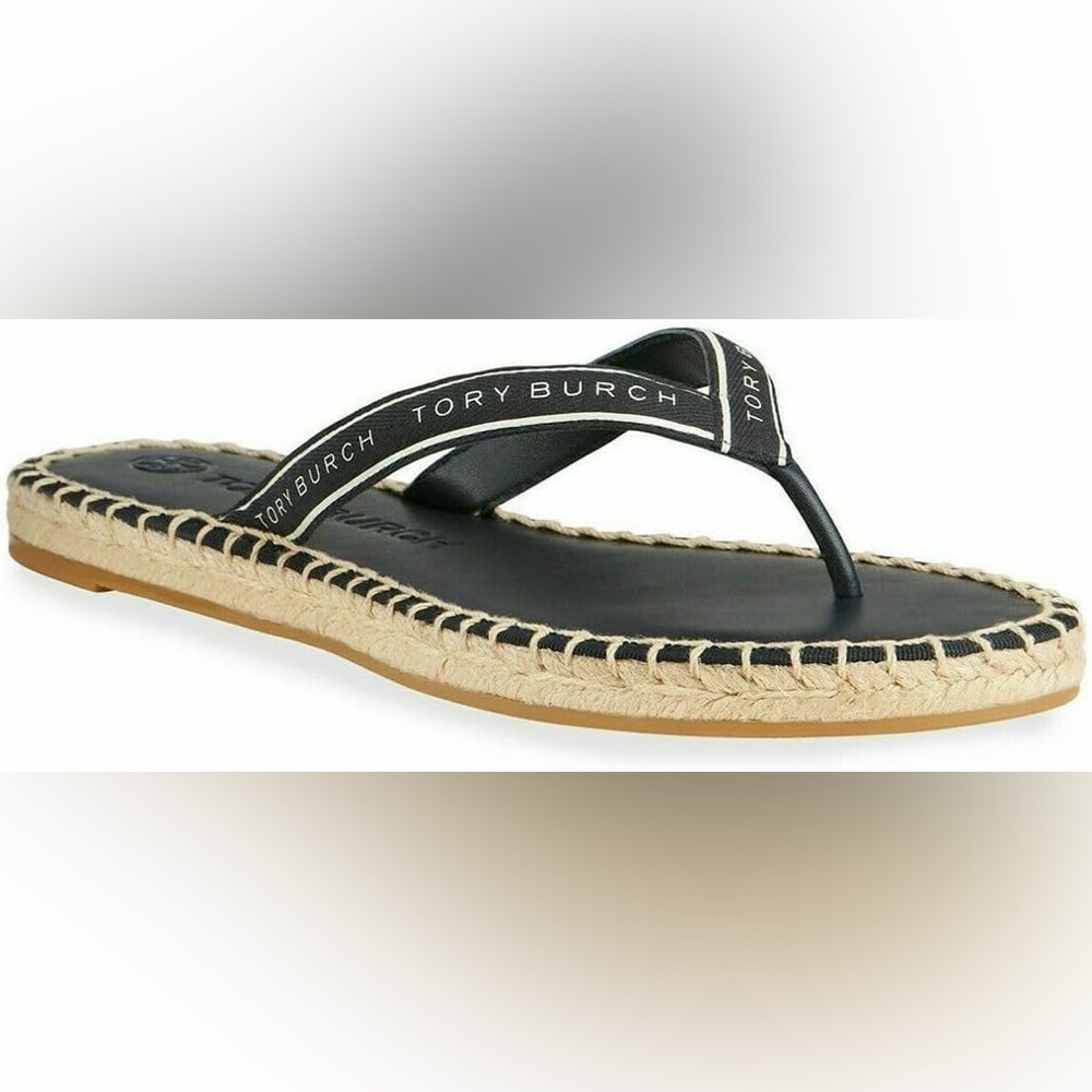 Tory Burch Black Padded Espadrille Sandals